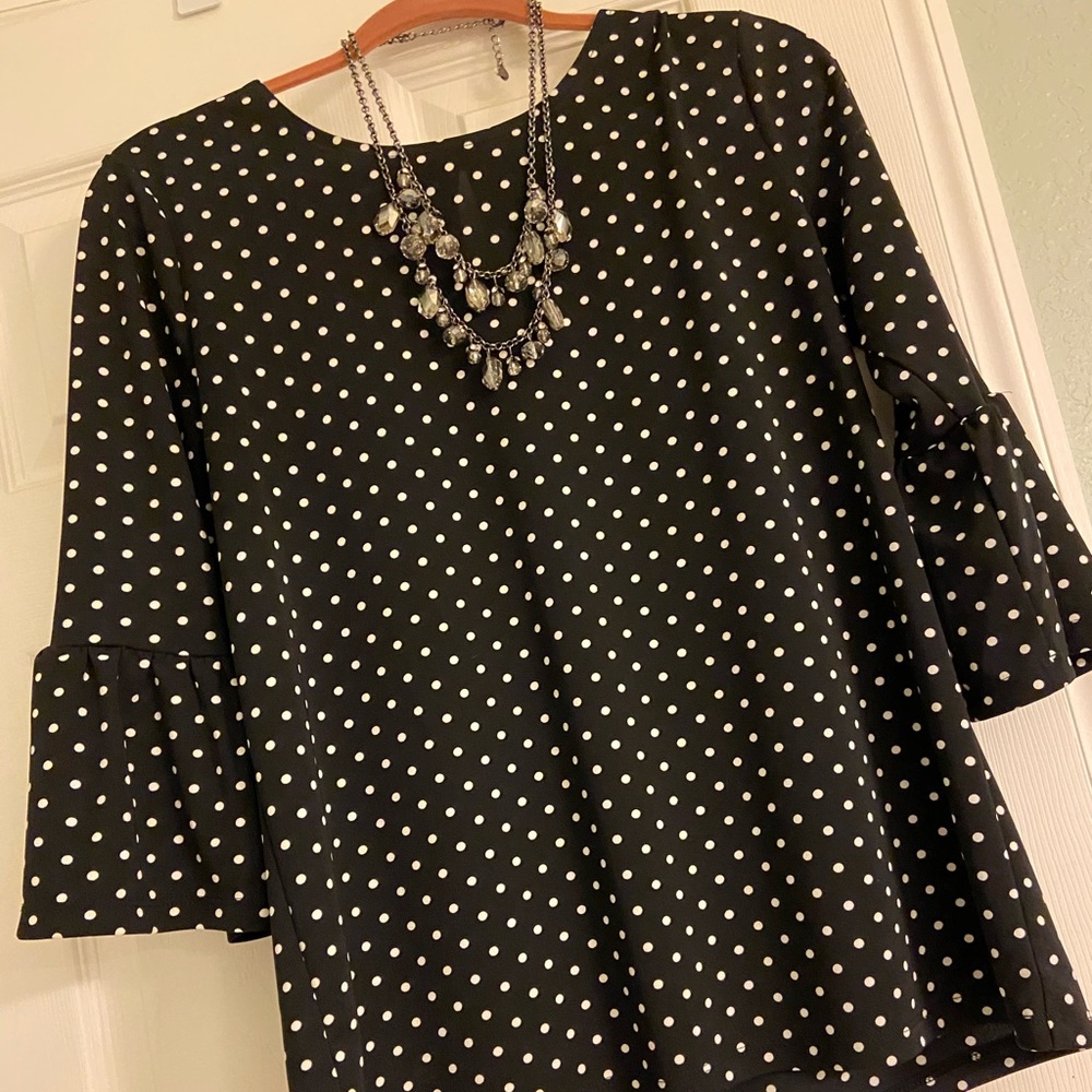 Ann Taylor black polka dot blouse